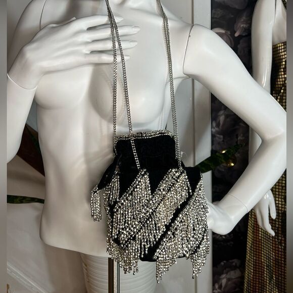 New Anthropologie Disco Fringe Bucket Bag - Picture 3 of 7